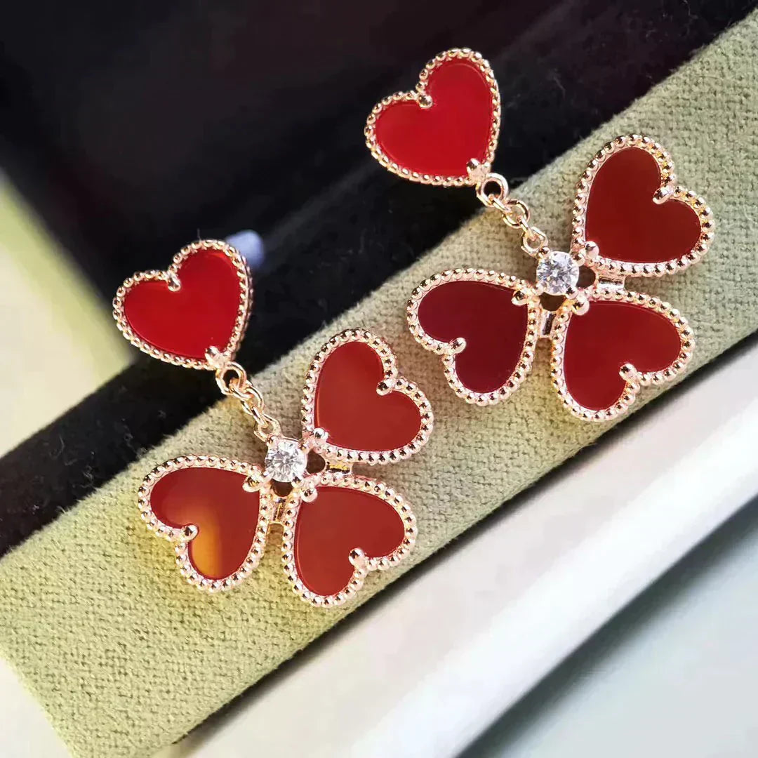 [Clover Jewels]SWEET CLOVER CARNELIAN EARRINGS