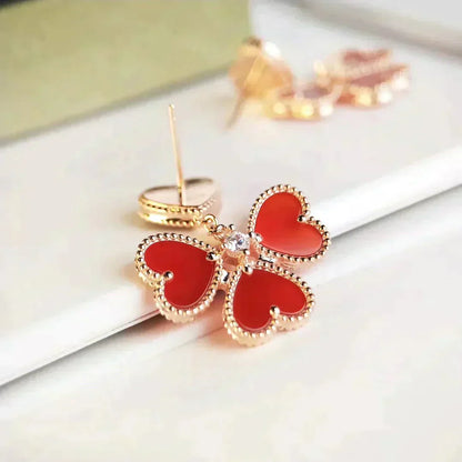 [Clover Jewels]SWEET CLOVER CARNELIAN EARRINGS