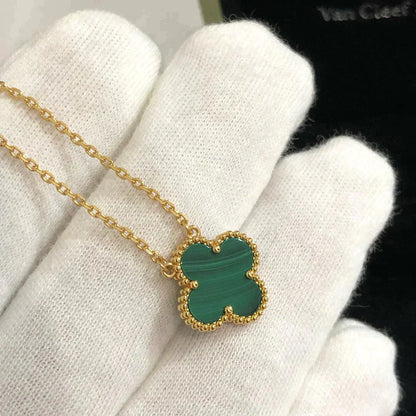 [Clover Jewels]CLOVER 15MM MALACHITE SINGLE FLOWER  NECKLACE