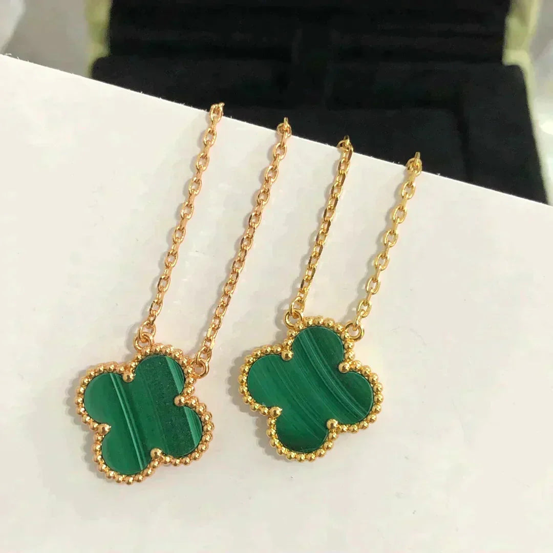 [Clover Jewels]CLOVER 15MM MALACHITE SINGLE FLOWER  NECKLACE