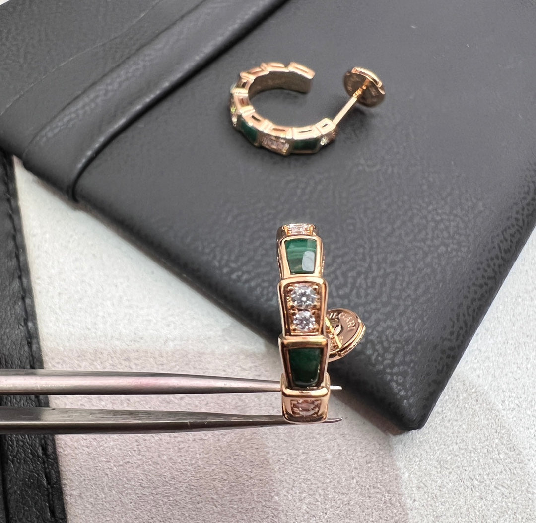 [Clover Jewels]SERPENTI MALACHITE PINK GOLD EARRINGS