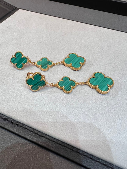 [Clover Jewels]CLOVER MALACHITE 3 MOTIFS GOLD