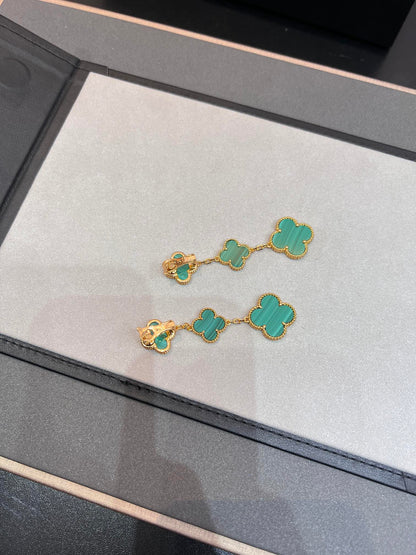 [Clover Jewels]CLOVER MALACHITE 3 MOTIFS GOLD