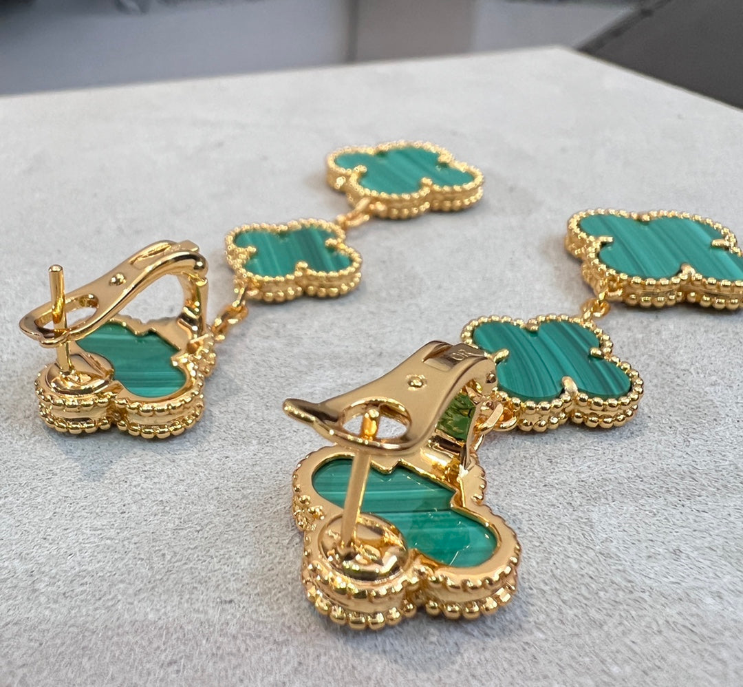 [Clover Jewels]CLOVER MALACHITE 3 MOTIFS GOLD