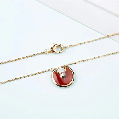 [Clover Jewels]AMULETTE GOLD CARNELIAN ONYX NECKLACE