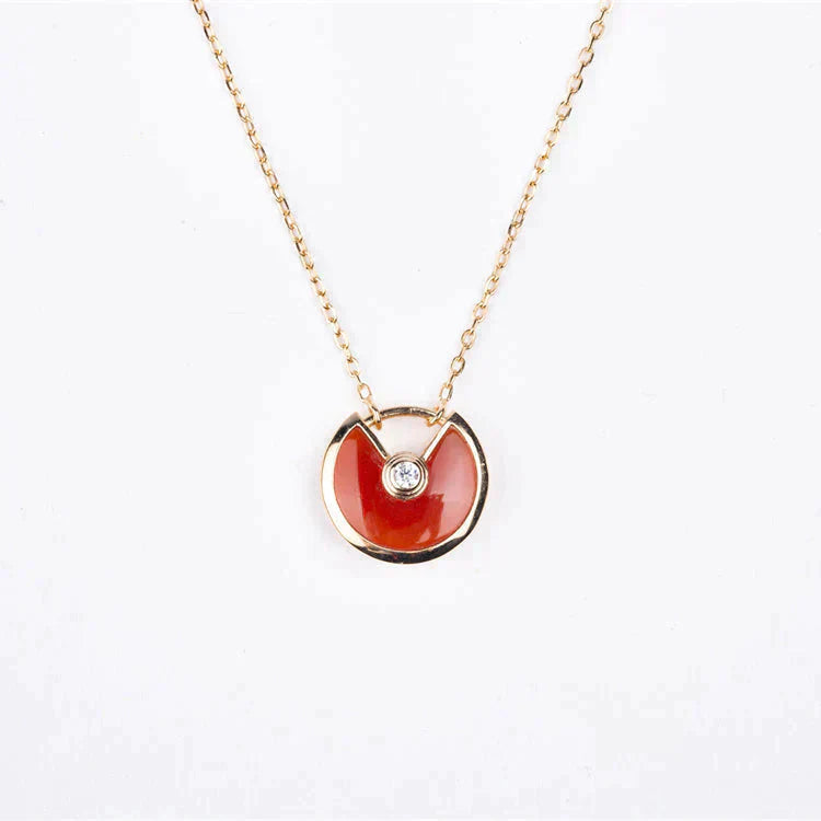 [Clover Jewels]AMULETTE GOLD CARNELIAN ONYX NECKLACE