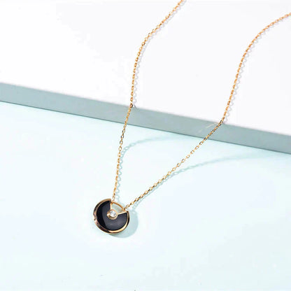 [Clover Jewels]AMULETTE GOLD CARNELIAN ONYX NECKLACE