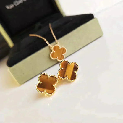 [Clover Jewels]CLOVER MEDIUM 1 MOTIFS TIGER EYE EARRINGS