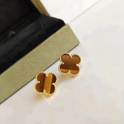 [Clover Jewels]CLOVER MEDIUM 1 MOTIFS TIGER EYE EARRINGS