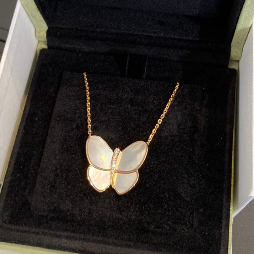 [Clover Jewels]BUTTERFLY GOLD MOP DIAMOND NECKLACE