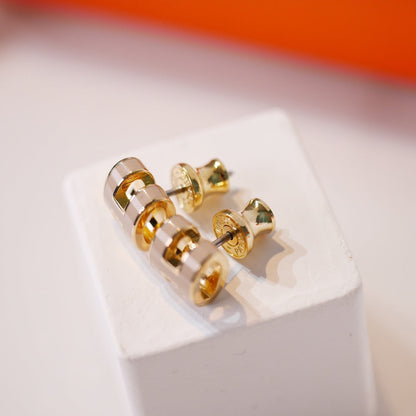 [Clover Jewels]MINI POP H GOLD EARRINGS GREY