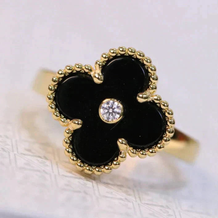 [Clover Jewels]CLOVER ONYX RING GOLD DIAMOND