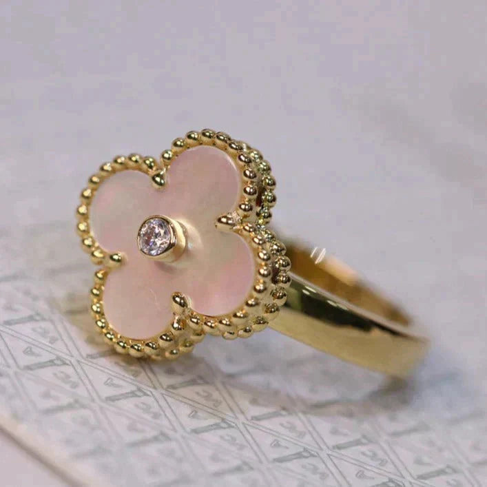 [Clover Jewels]CLOVER PINK MOP RING GOLD DIAMOND