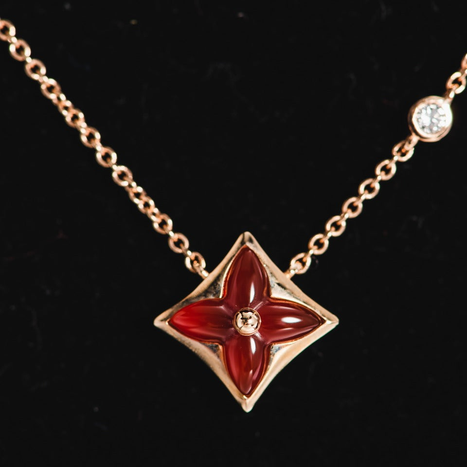 [Clover Jewels]STAR NECKLACE PINK GOLD 1 DIAMOND