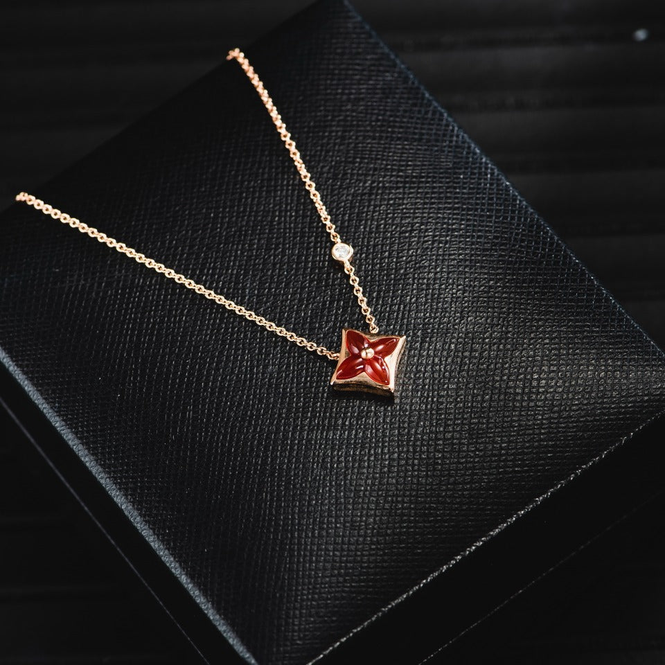 [Clover Jewels]STAR NECKLACE PINK GOLD 1 DIAMOND