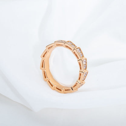 [Clover Jewels]SERPENTI RING PINK GOLD DIAMOND PAVED 3MM