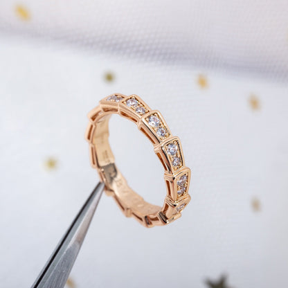 [Clover Jewels]SERPENTI RING PINK GOLD DIAMOND PAVED 3MM