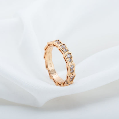 [Clover Jewels]SERPENTI RING PINK GOLD DIAMOND PAVED 3MM