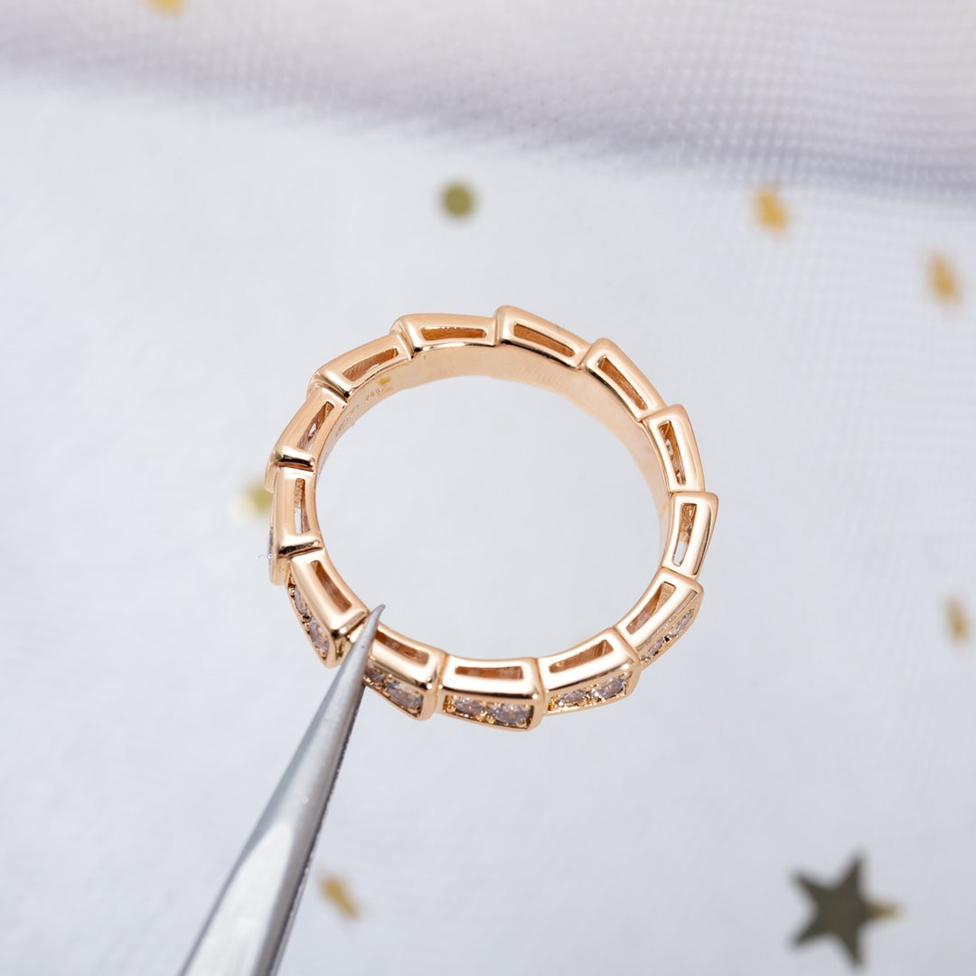 [Clover Jewels]SERPENTI RING PINK GOLD DIAMOND PAVED 3MM