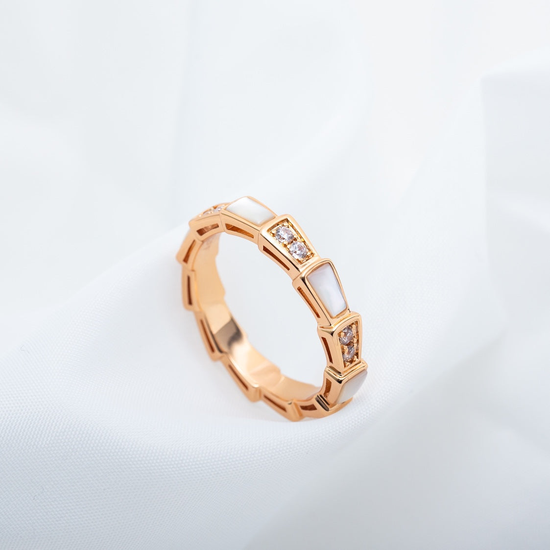 [Clover Jewels]SERPENTI RING PINK GOLD DIAMOND MOP 3MM