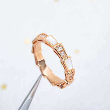 [Clover Jewels]SERPENTI RING PINK GOLD DIAMOND MOP 3MM