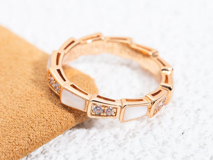 [Clover Jewels]SERPENTI RING PINK GOLD DIAMOND MOP 3MM