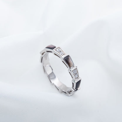 [Clover Jewels]SERPENTI RING SILVER  DIAMOND BLACK MOP 3MM