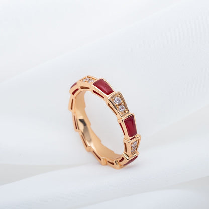 [Clover Jewels]SERPENTI RING PINK GOLD CARNELIAN DIAMOND 3MM