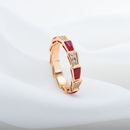 [Clover Jewels]SERPENTI RING PINK GOLD CARNELIAN DIAMOND 3MM