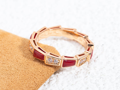 [Clover Jewels]SERPENTI RING PINK GOLD CARNELIAN DIAMOND 3MM