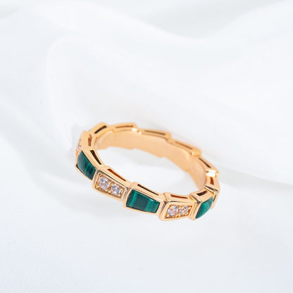 [Clover Jewels]SERPENTI RING PINK GOLD MALACHITE DIAMOND 3MM