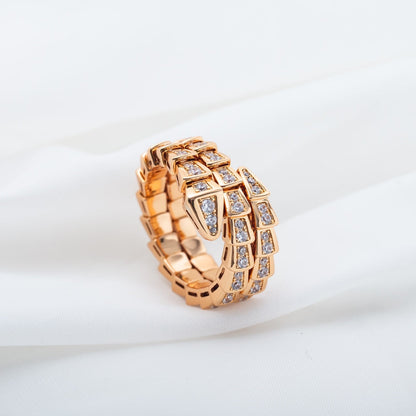 [Clover Jewels]SERPENTI RING PINK GOLD DIAMOND DOUBLE ROW