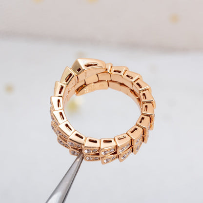 [Clover Jewels]SERPENTI RING PINK GOLD DIAMOND DOUBLE ROW