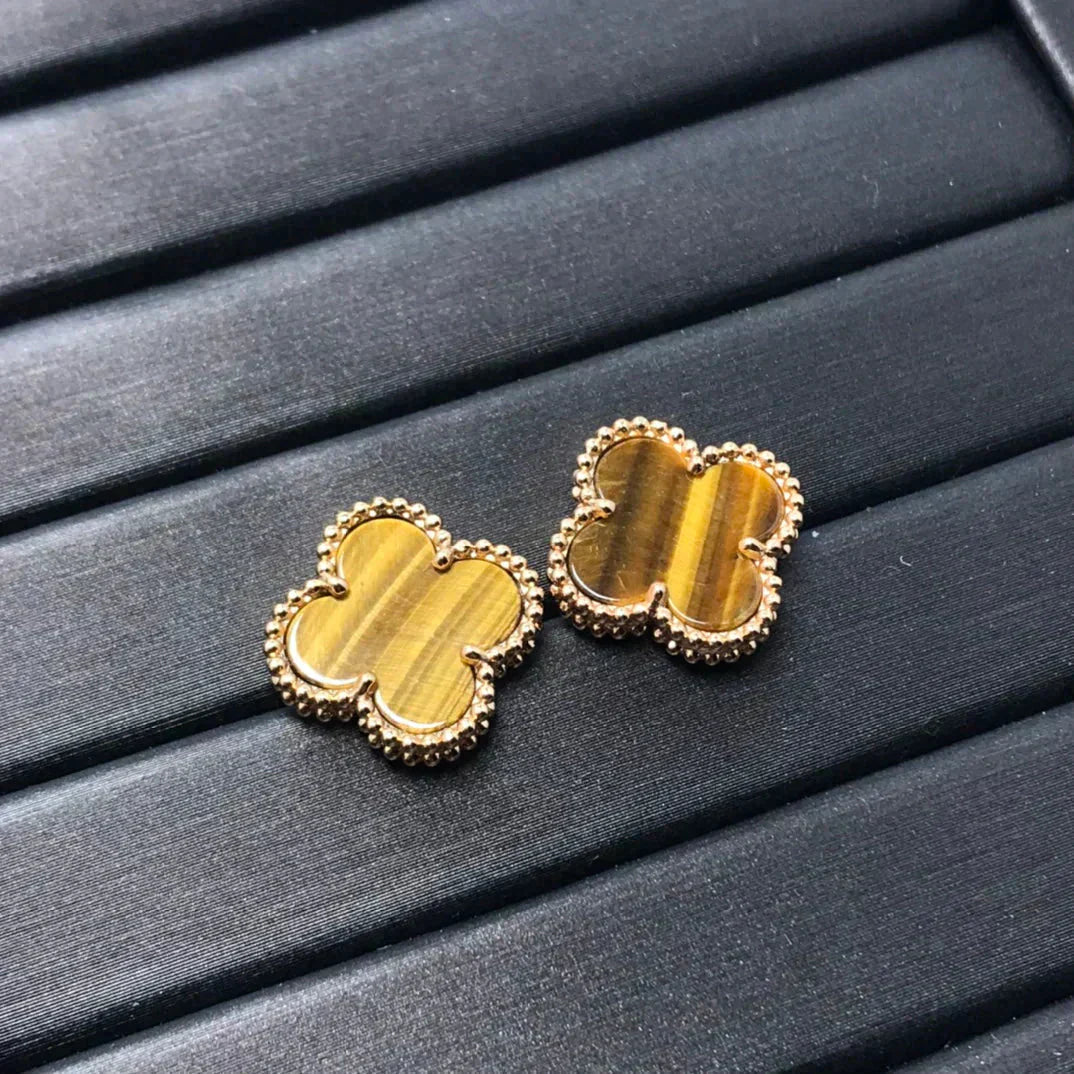 [Clover Jewels]CLOVER MEDIUM 1 MOTIFS TIGER EYE EARRINGS