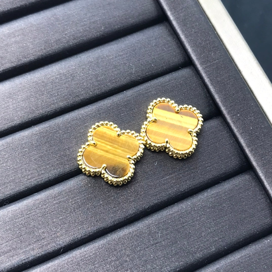 [Clover Jewels]CLOVER MEDIUM 1 MOTIFS TIGER EYE EARRINGS