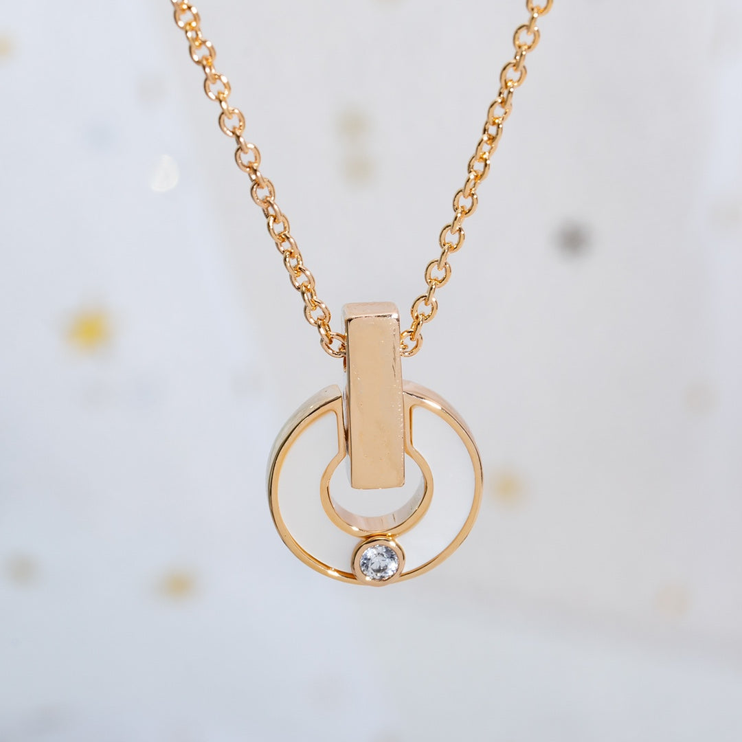 [Clover Jewels]GARI NECKLACE PINK GOLD MOP