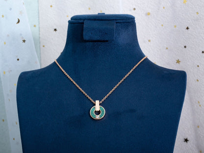 [Clover Jewels]GARI NECKLACE PINK GOLD MALACHITE