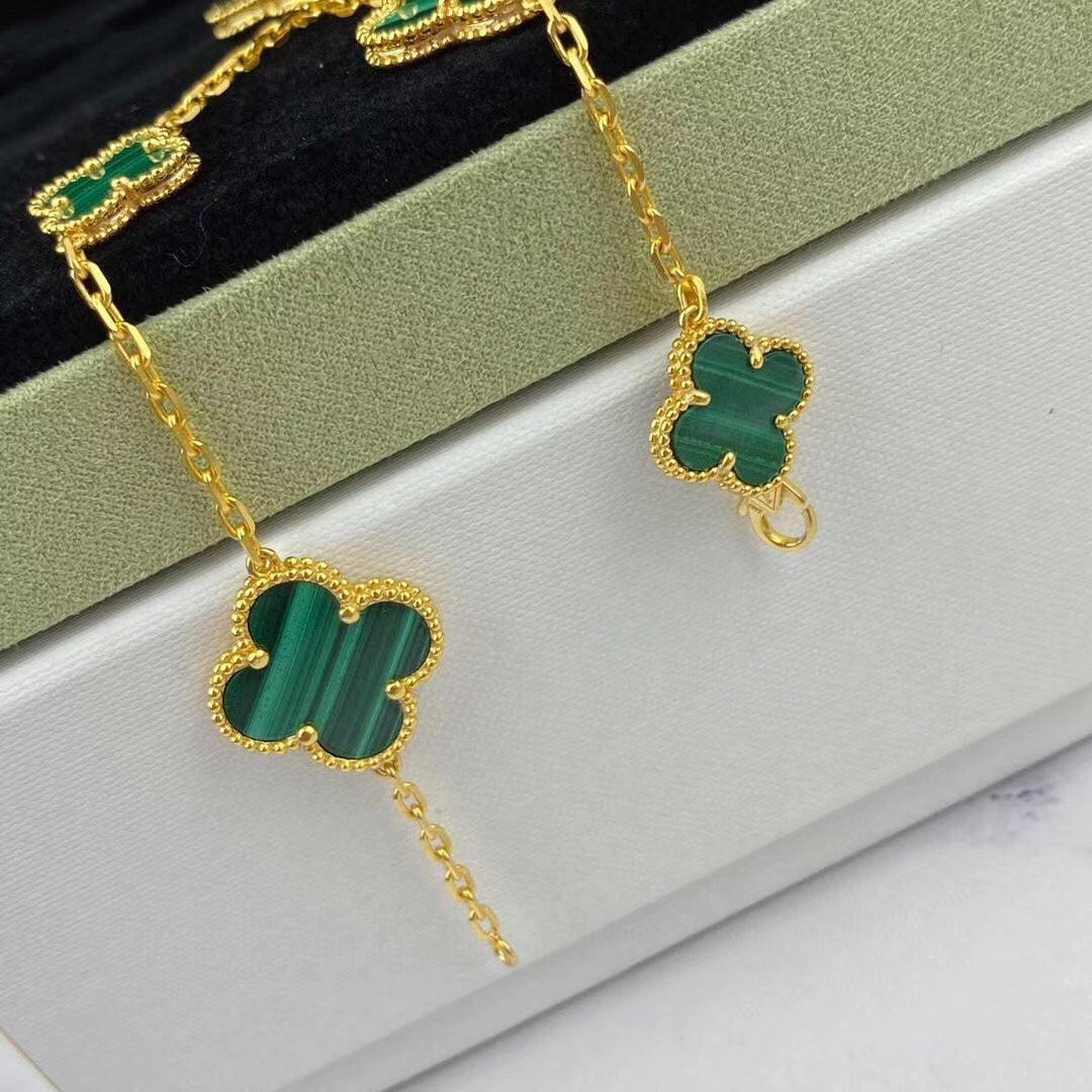 [Clover Jewels]MAGIC CLOVER MALACHITE GOLD BRACELET 5 MOTIFS