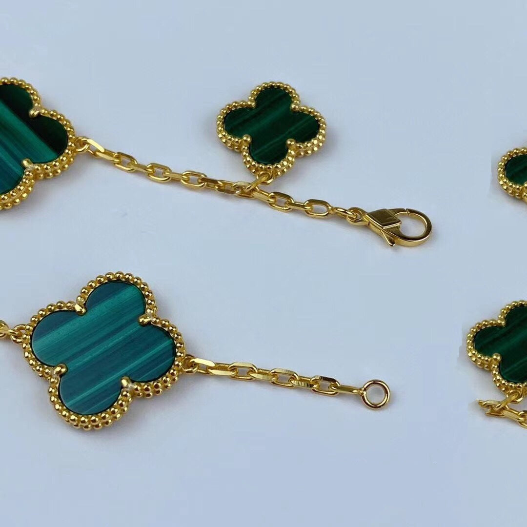 [Clover Jewels]MAGIC CLOVER MALACHITE GOLD BRACELET 5 MOTIFS