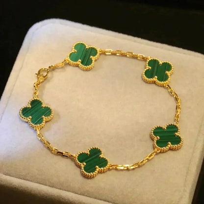 [Clover Jewels]CLOVER 5 MOTIFS MALACHITE BRACELET