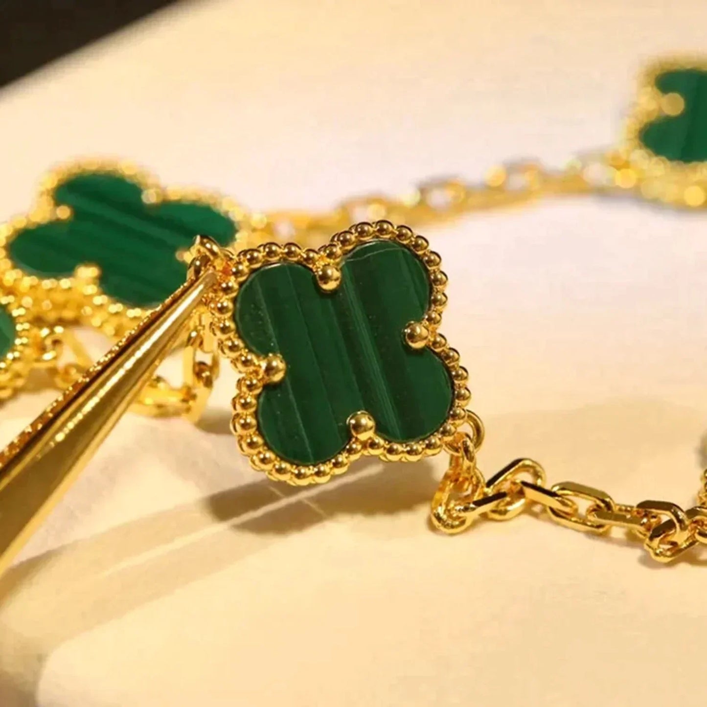 [Clover Jewels]CLOVER 5 MOTIFS MALACHITE BRACELET