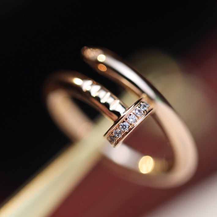 [Clover Jewels]JUSTE RING 2.65MM PINK GOLD DIAMOND