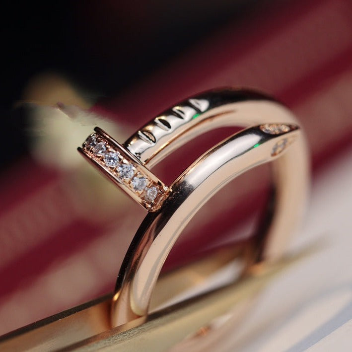 [Clover Jewels]JUSTE RING 2.65MM PINK GOLD DIAMOND