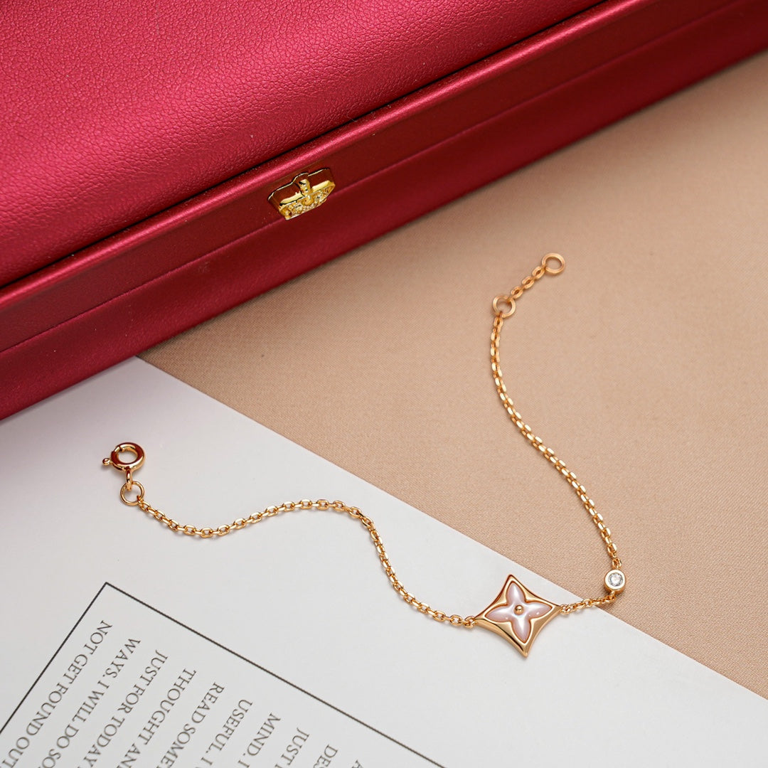 [Clover Jewels]STAR 1 DIAMOND PINK GOLD BRACELET