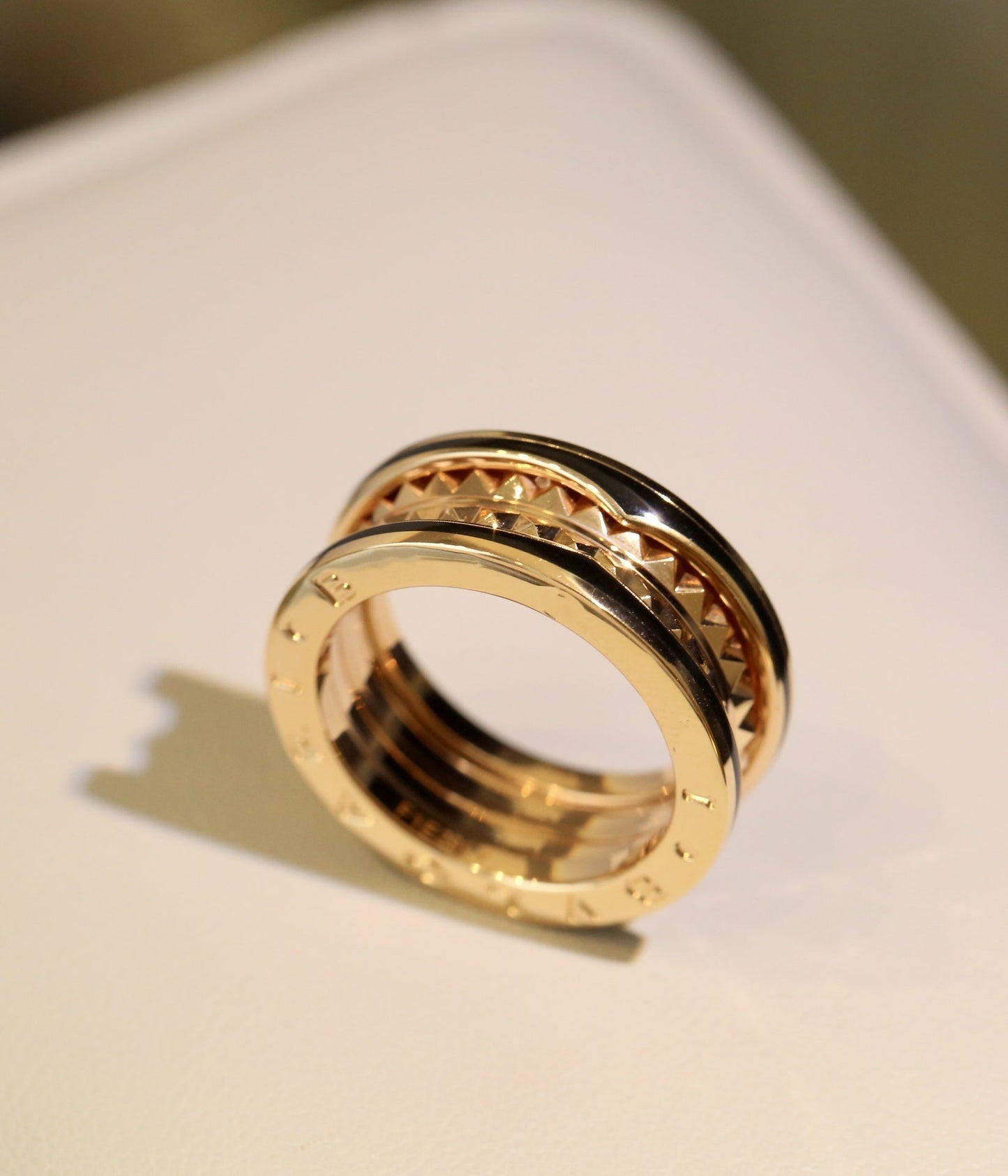 [Clover Jewels]ZERO 1 PINK GOLD BLACK CERAMIC RING