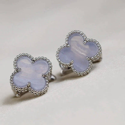 [Clover Jewels]CLOVER MEDIUM 1 MOTIFS  WHITE MOP EARRINGS SILVER