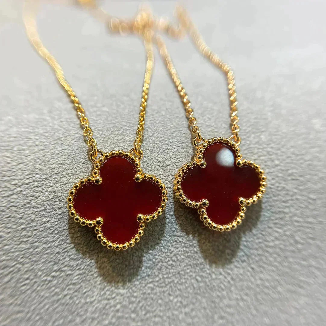 [Clover Jewels]CLOVER 15MM CARNELIAN SINGLE FLOWER NECKLACE