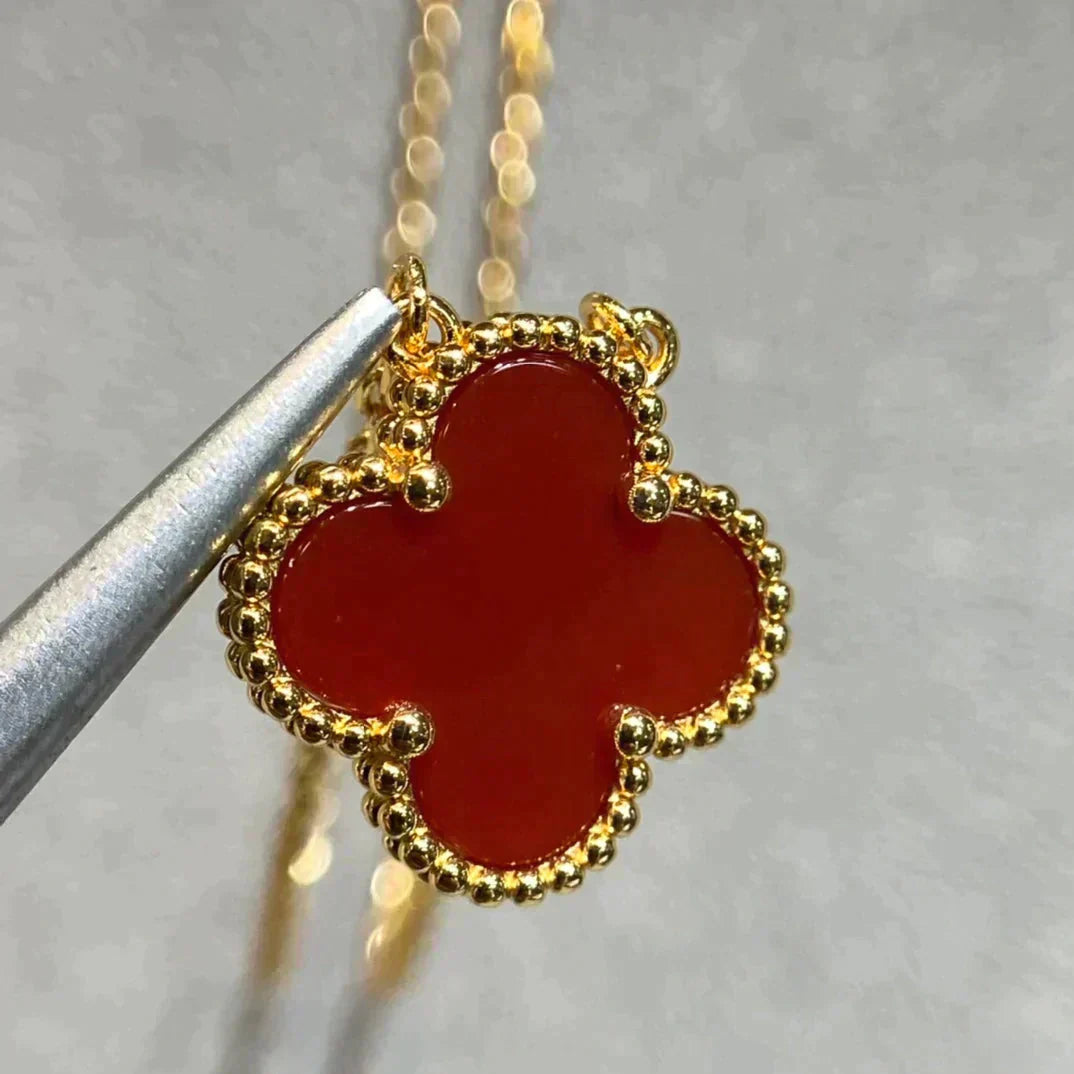 [Clover Jewels]CLOVER 15MM CARNELIAN SINGLE FLOWER NECKLACE