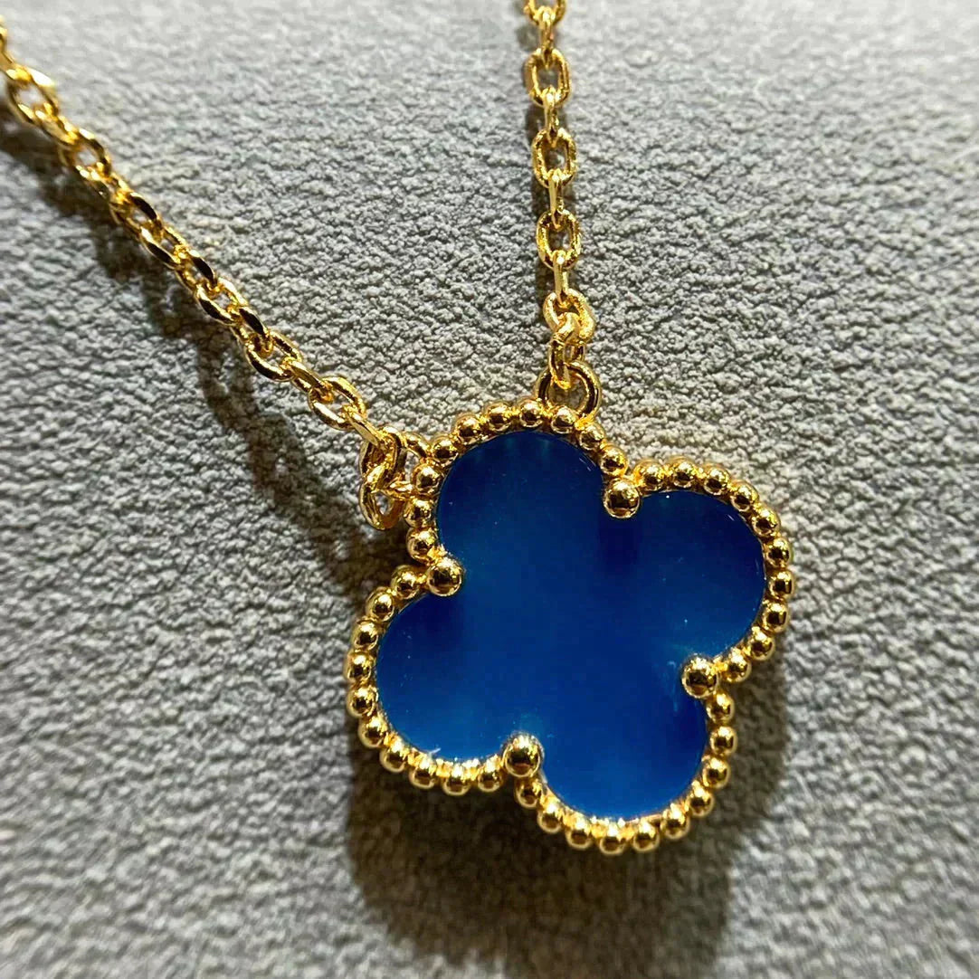 [Clover Jewels]CLOVER 15MM BLUE AGATE NECKLACE