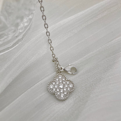 [Clover Jewels]CLOVER 5 MOTIFS SILVER DIAMONDS NECKLACE